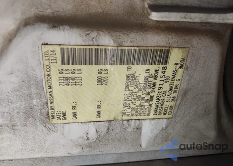 2014 Nissan Maxima 3.5 S z USA, uszkodzony, nr VIN 1N4AA5AP2EC911548